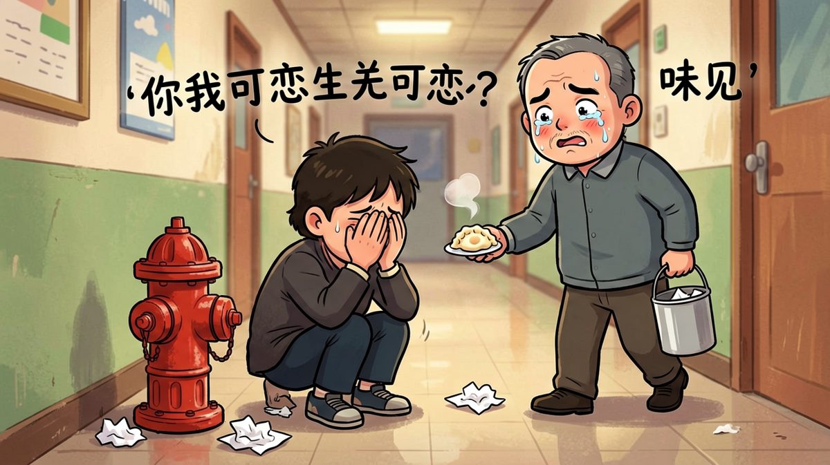 大叔递来饺子：'小伙子，吃一个？'