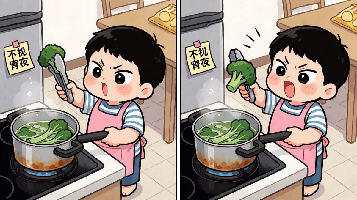 主角假装健康饮食，但诱惑已在旁边虎视眈眈