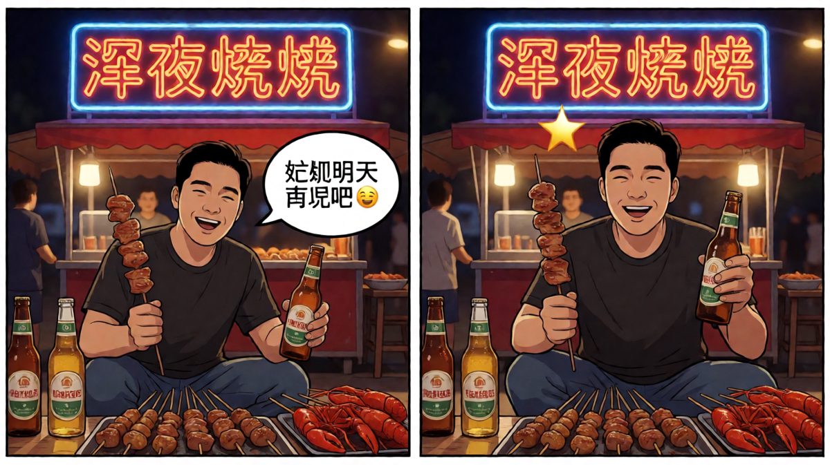 深夜烧烤摊让减肥计划彻底崩盘