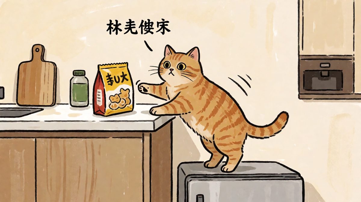 橘猫冰箱顶的飞跃梦想，以失败告终
