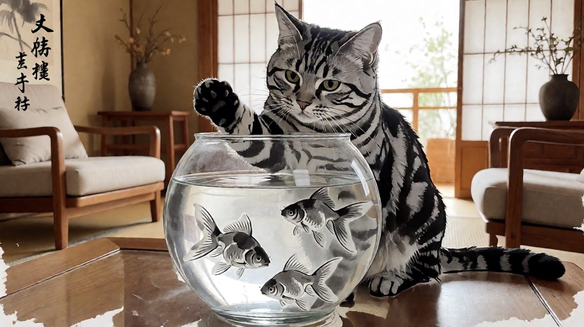 狸花猫的捞鱼大业，与小鱼们的对决