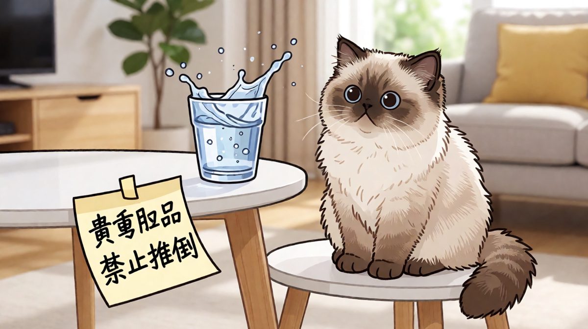 猫：是杯子自己要跳楼的，我只是帮它加速