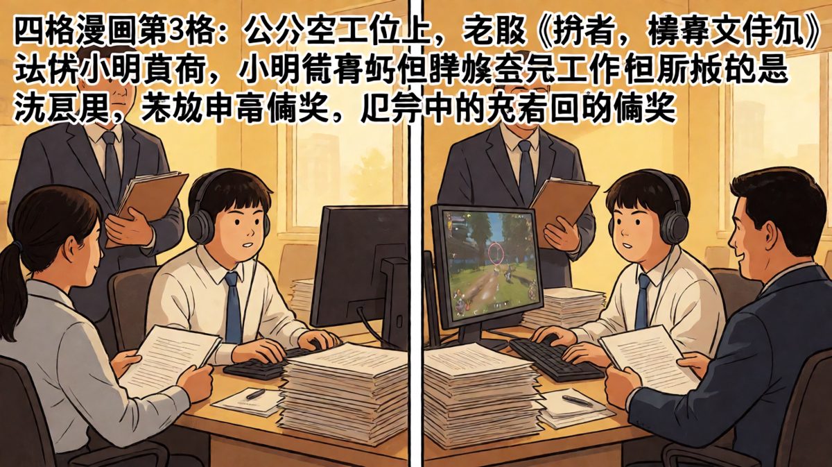 格子3：老板来了！还好屏幕切得快