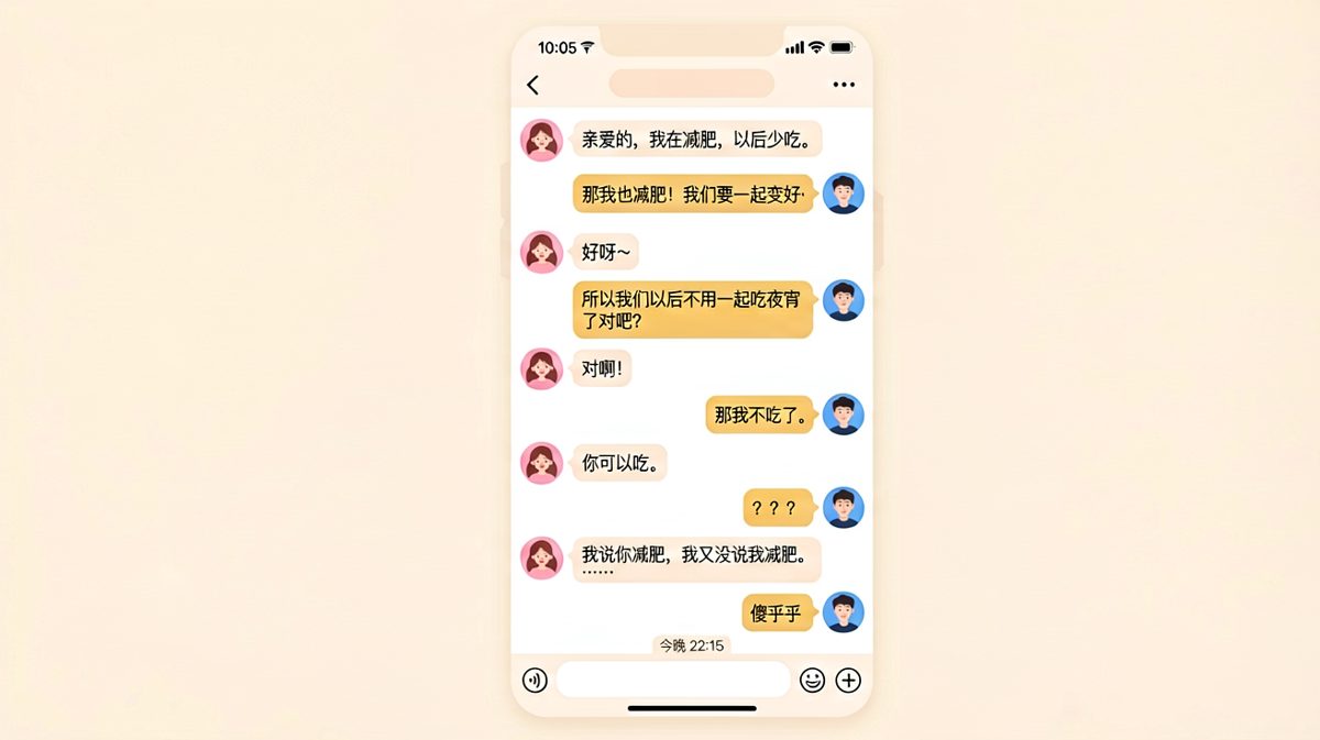 男生以为要同步减肥，结果发现自己被精准挖坑，女生只减自己不减男友。