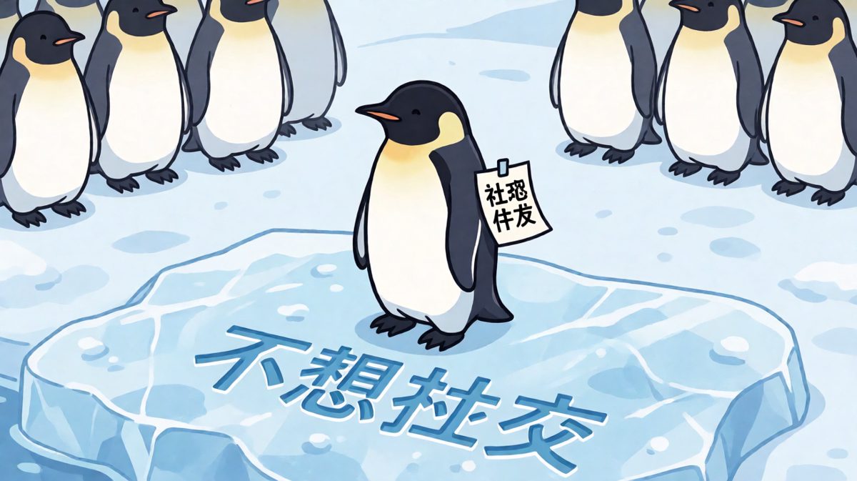 社恐企鹅的躲避战术配文