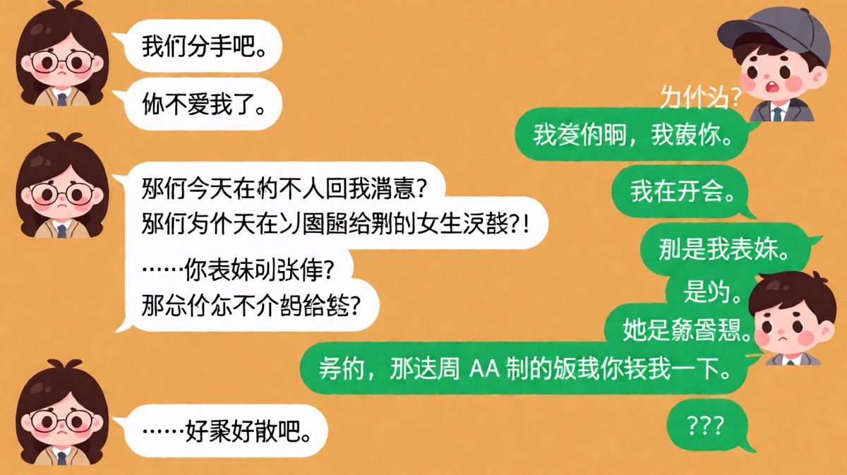 假装分手的借口——男生认真算起了AA制
