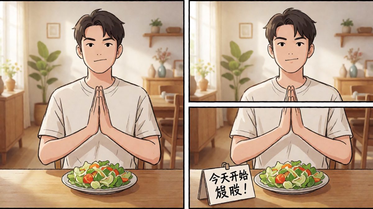 第一天发誓：吃得清淡，健康减肥！