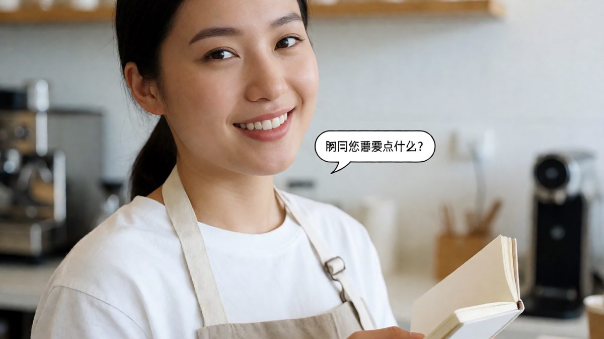 店员热情询问主角是否加糖。