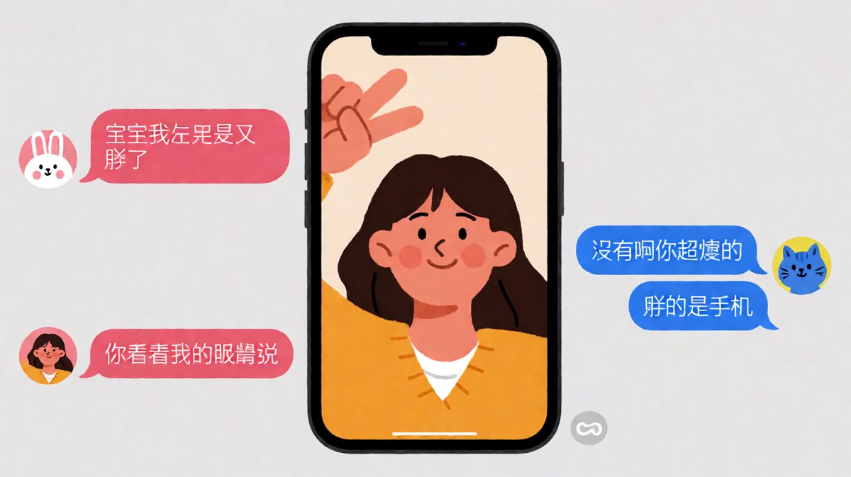 她说胖的是手机，结果他把手机拿反了对着自己
