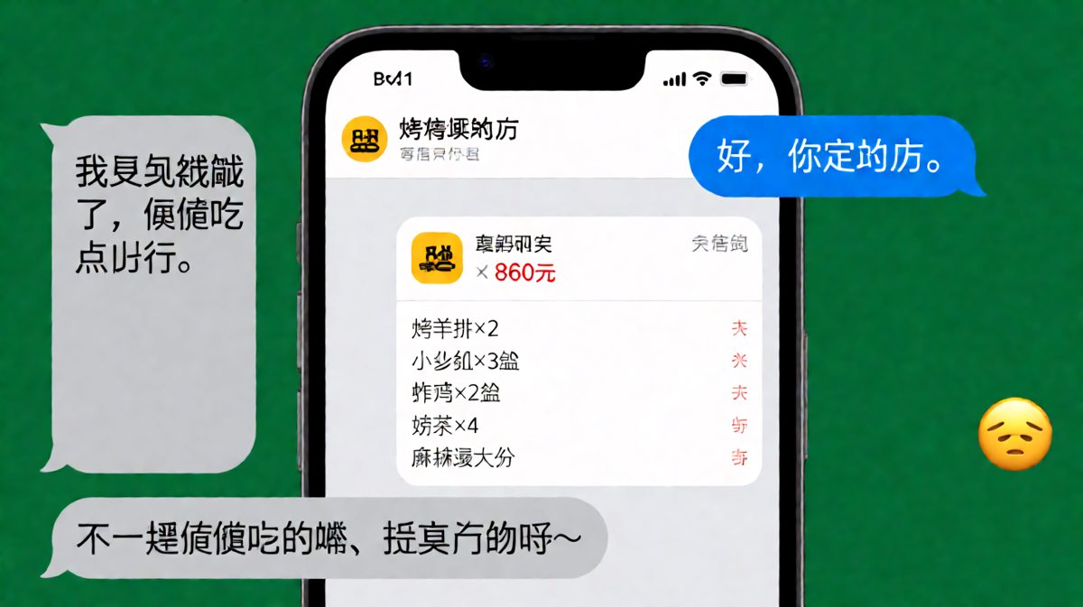 一句「随便吃点」换来860元的外卖账单。