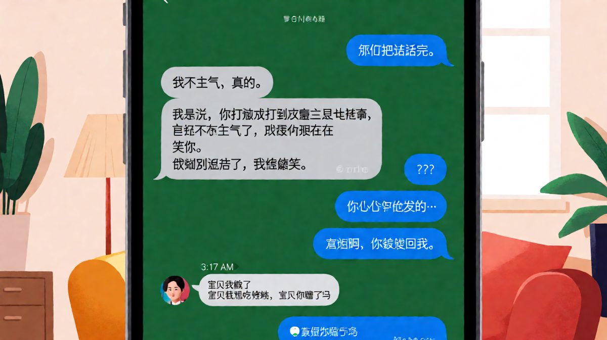 女生说不生气，结果翻出了男生凌晨3点的67条消息暴击。