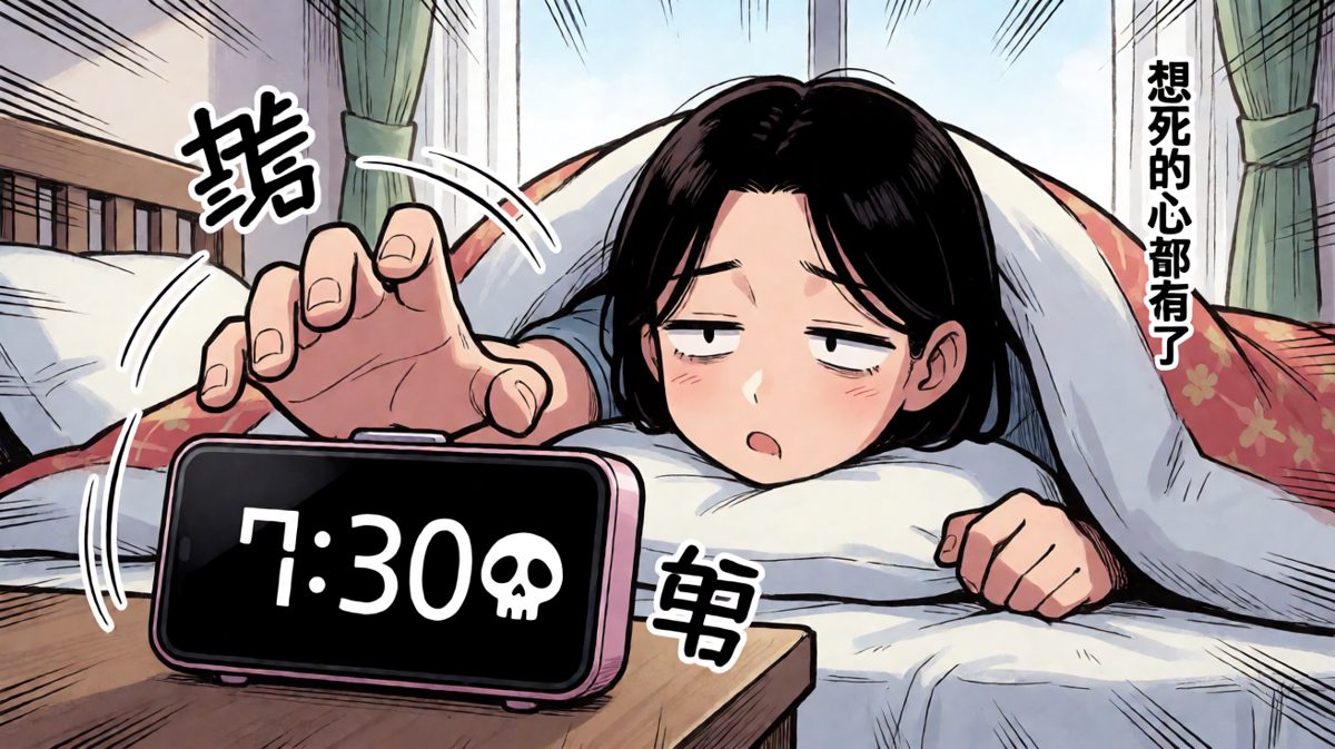 第二遍闹钟，勉强伸手关掉后又倒头就睡