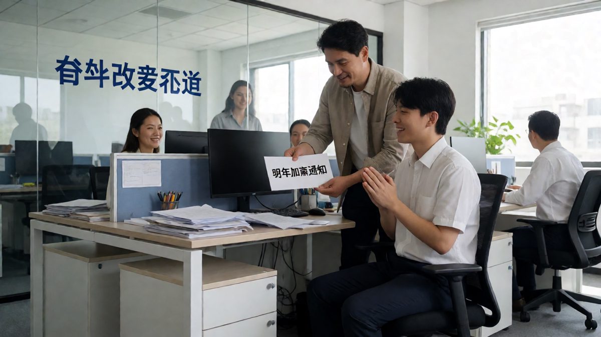 老板：「明年给你加薪！」员工：「谢谢老板！」第二年……员工还在同一个工位。
