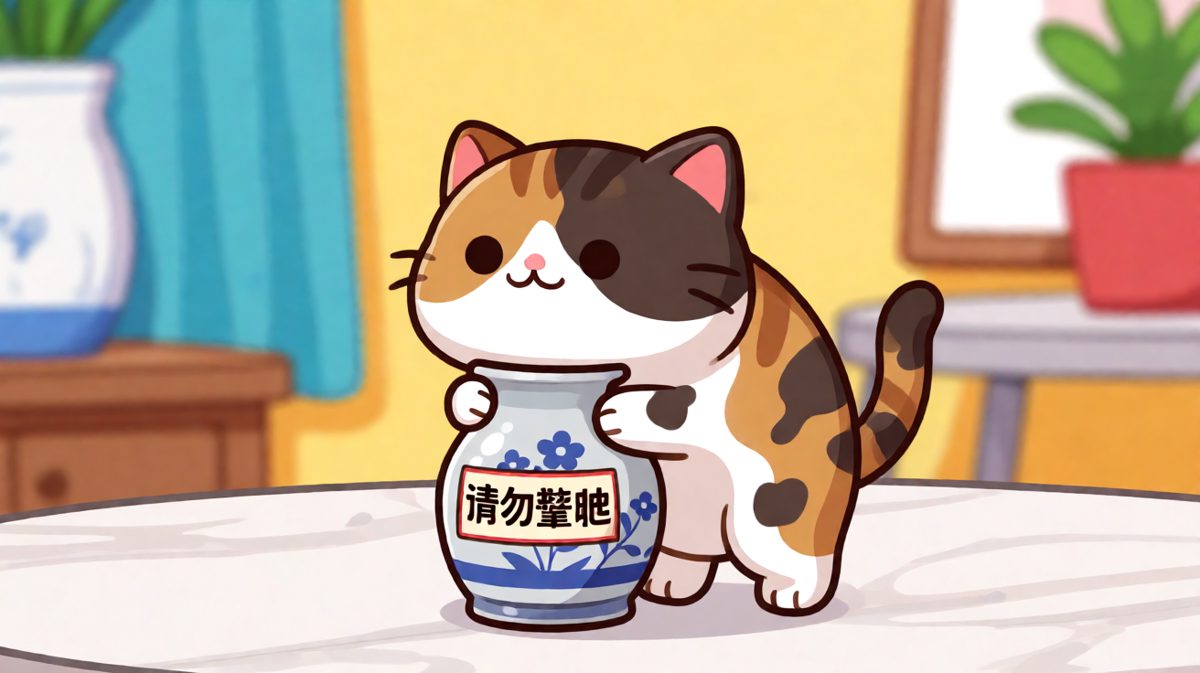猫：都怪这个花瓶太可爱了！
