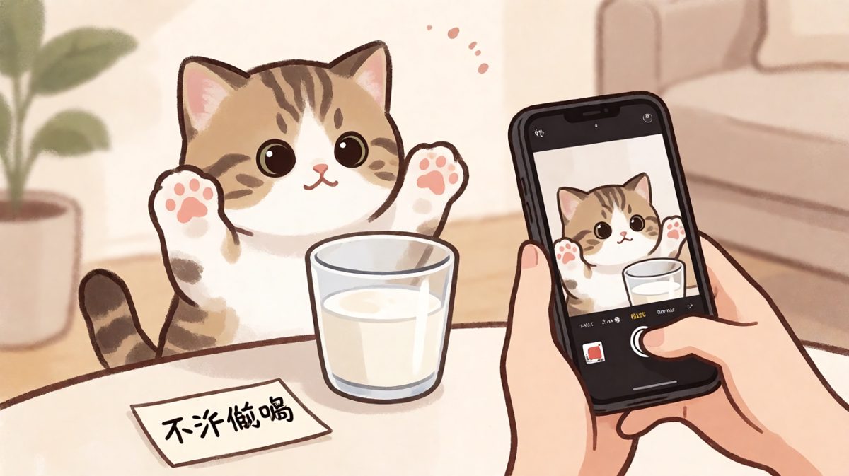 猫：这罐牛奶它先动的手！