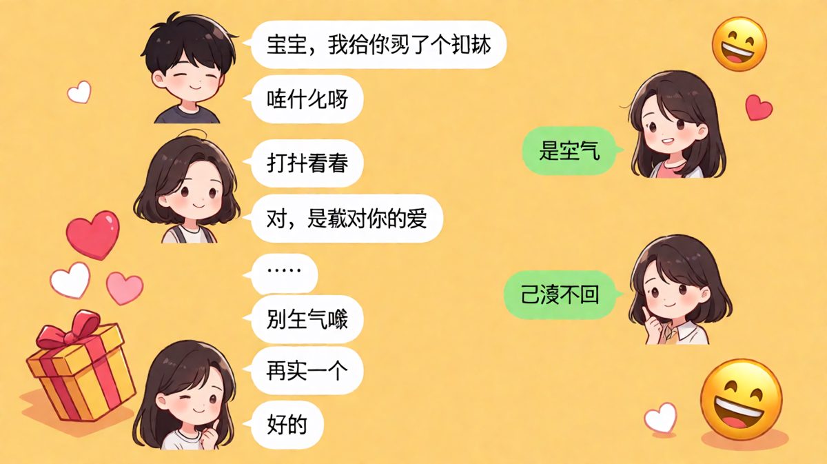 用'空气'送礼物的终极直男操作，却被女朋友反杀。