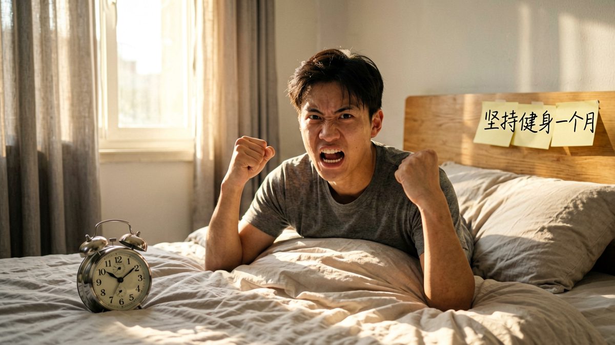 早上六点，雄心万丈，准备开启健身人生。