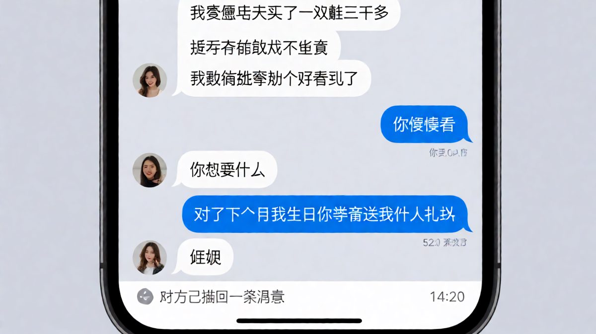从闺蜜鞋子聊到自己生日礼物，男生最后转账52块钱还撤回了一条消息，经典穷到理直气壮现场。