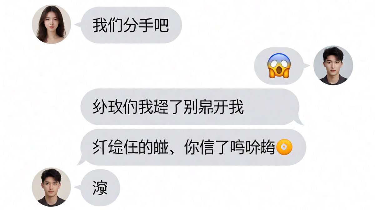 女生拿分手开玩笑，男生秒当真还道歉，最后一字回怼神转折。