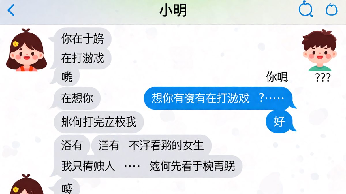女生假装深情表白，其实是来抓男生打游戏的