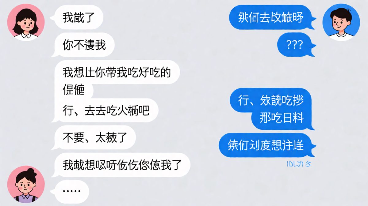 女生绕一圈只是想让男生说想她了