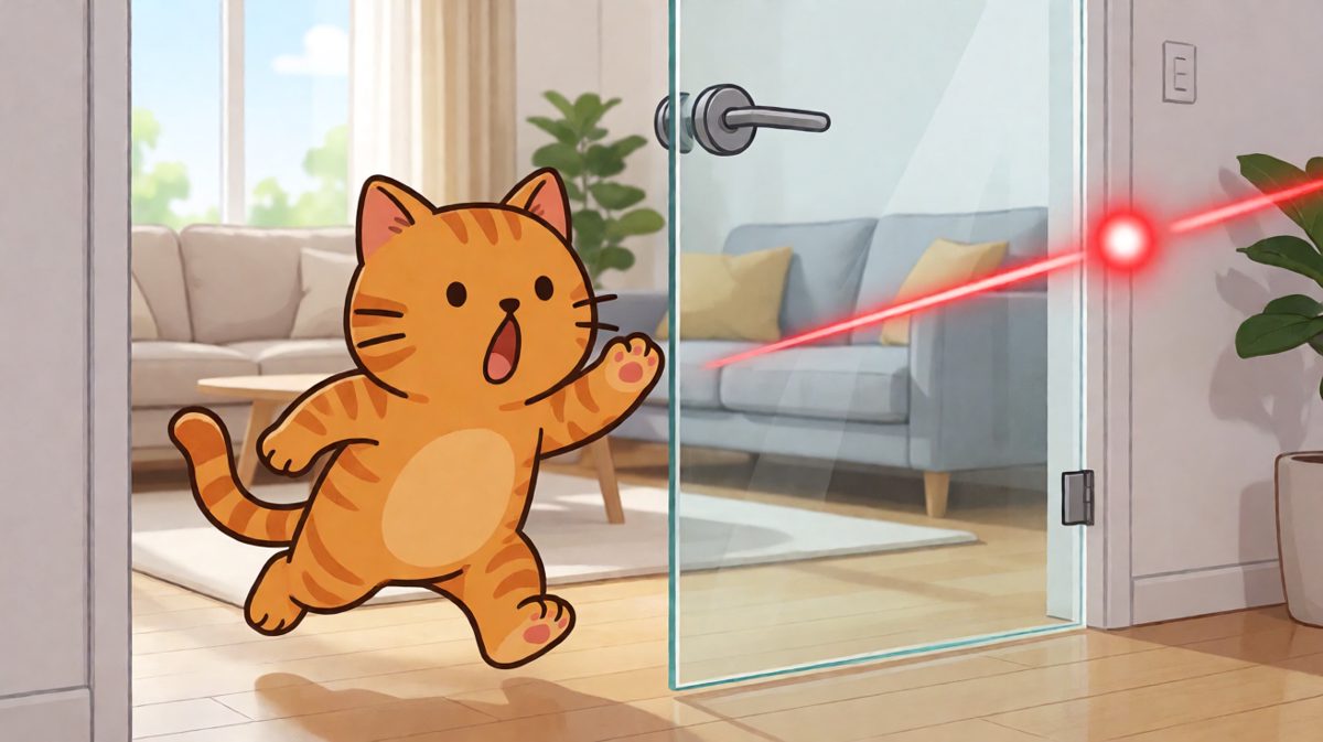 猫咪追红点的瞬间，撞墙也太拼了！