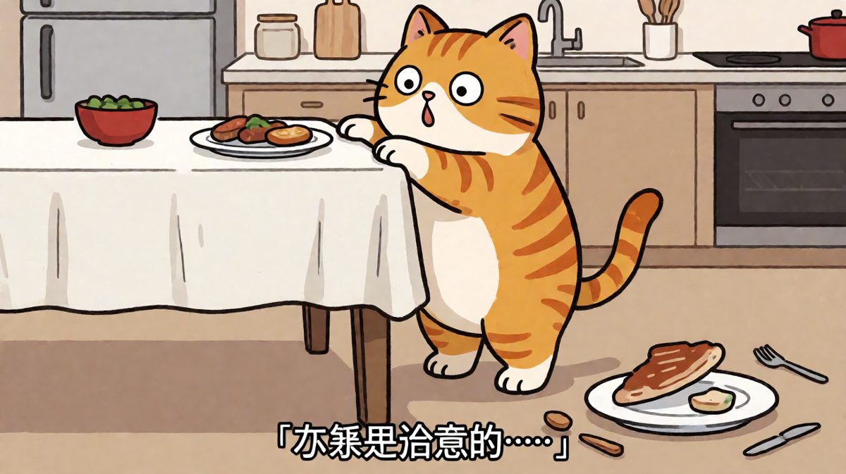 橘猫掀桌现场，翻车那一刻的表情绝了