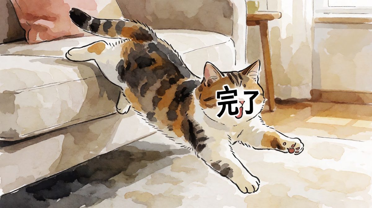 猫咪起飞失败，空中一字马既视感
