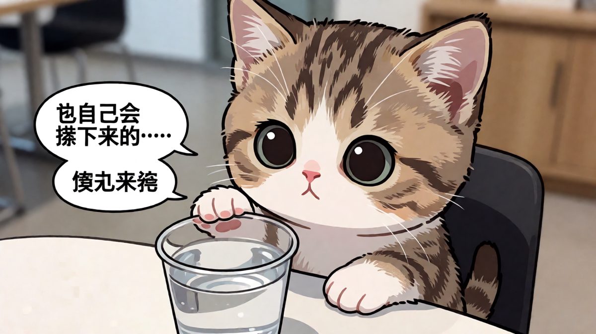 猫爪推水杯，从无辜到邪恶只需一秒