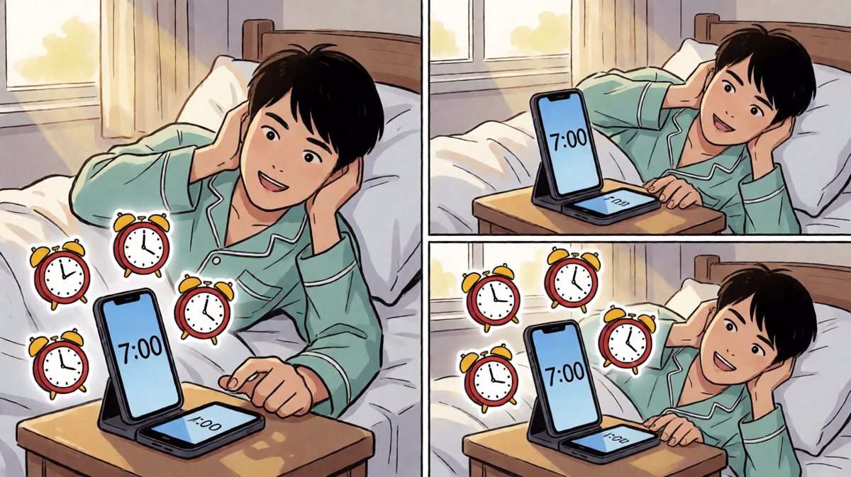 闹钟响了，但我还能再睡五分钟