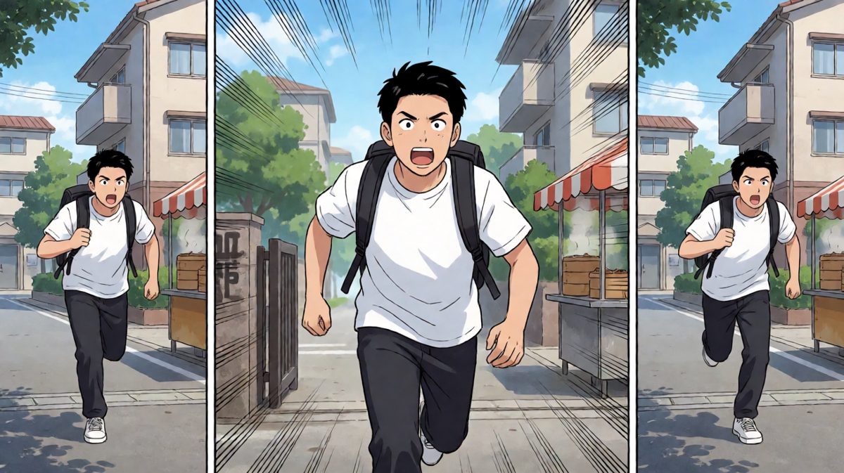 叼着面包冲出家门拼命狂奔
