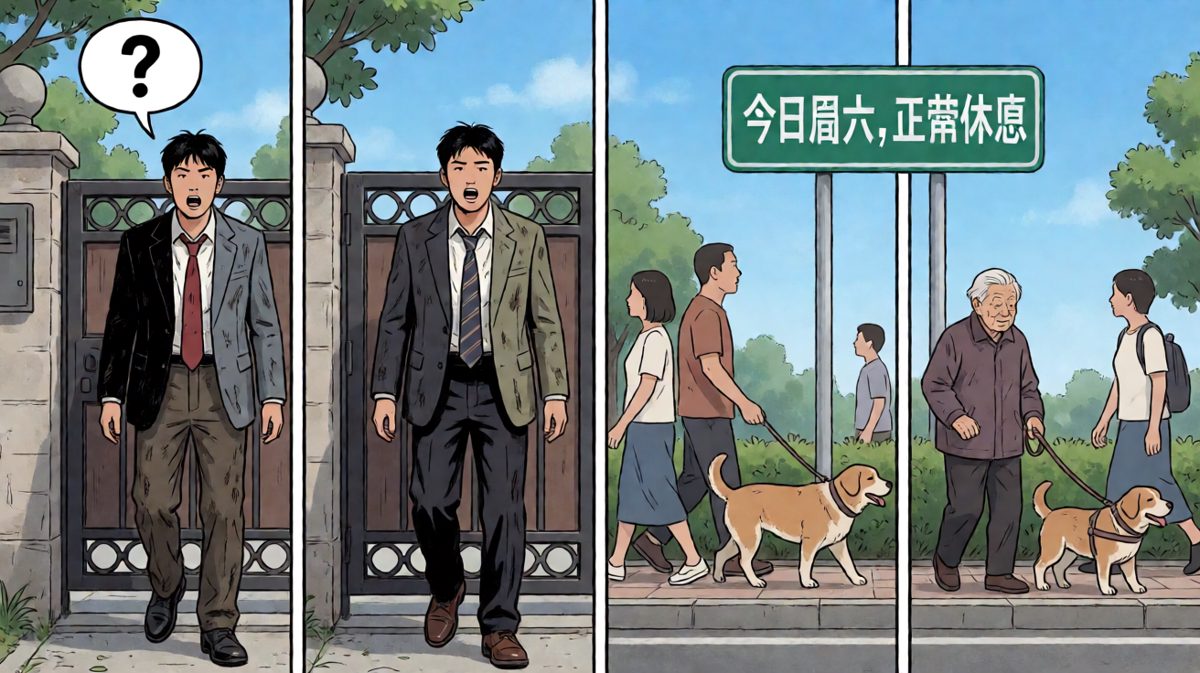 冲到公司才发现——今天周六。