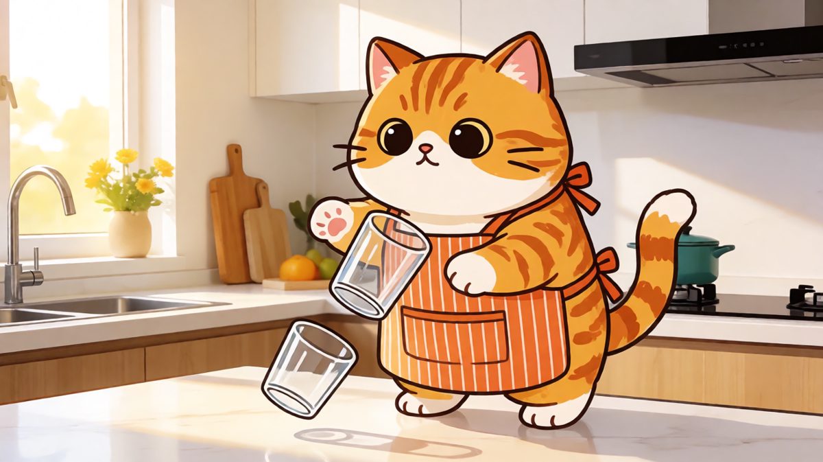 猫：不是我摔的，是杯子自己跳下去的