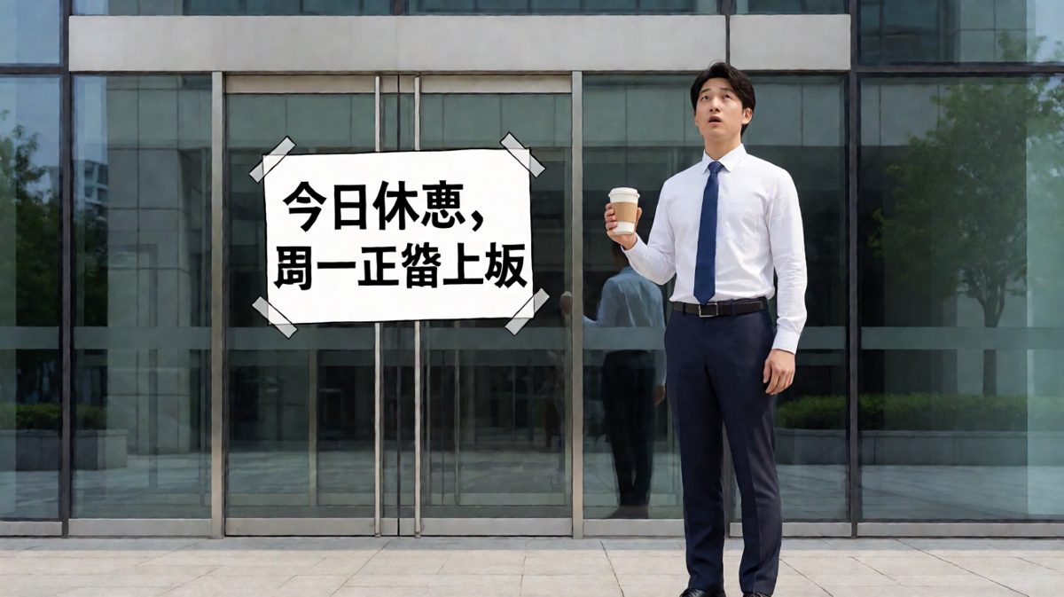 到达公司发现大门紧闭，今天是周六……天塌了