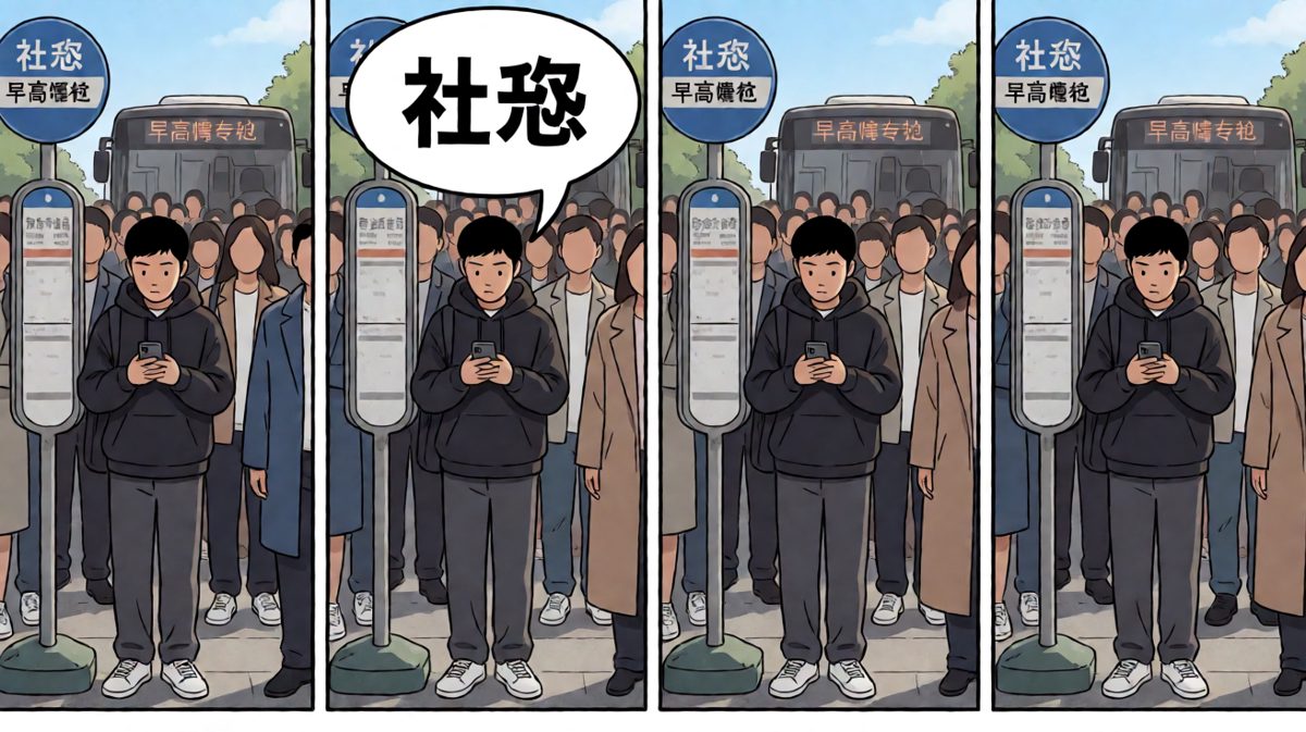挤公交是社恐最害怕的环节，全程不敢抬头