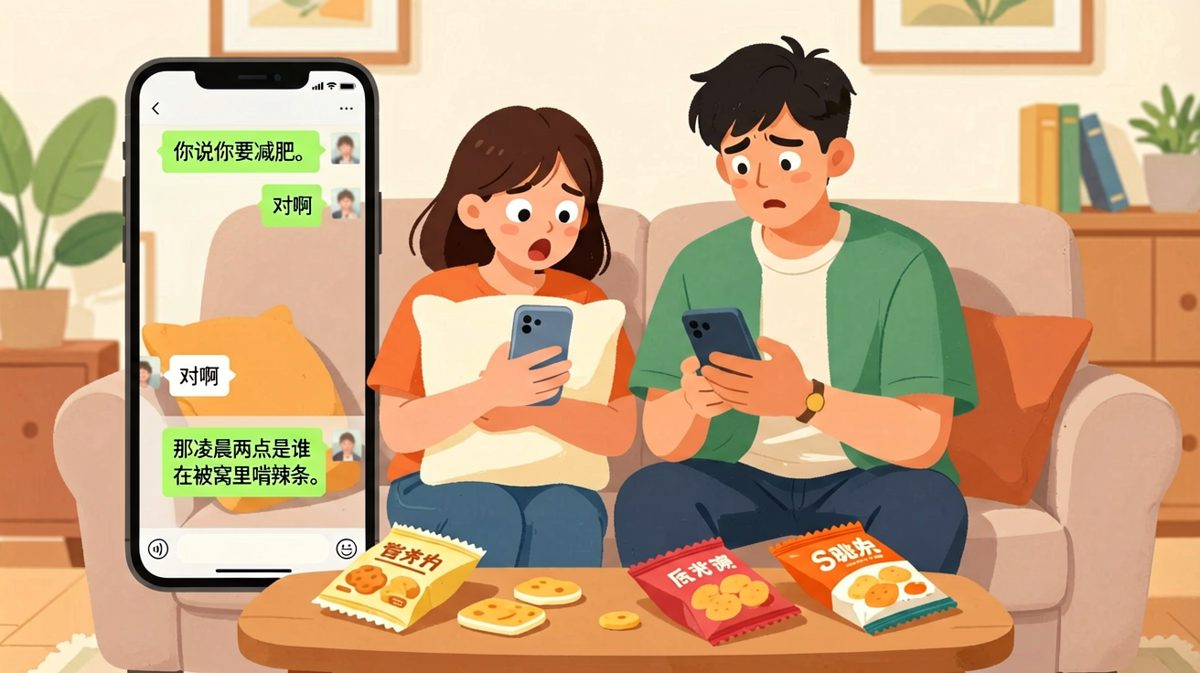 半夜偷吃被抓包，减肥人设当场崩塌