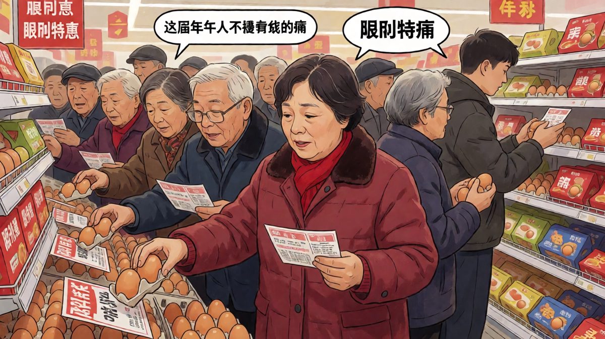 中年阿姨的超市战场，谁抢到打折鸡蛋谁就是赢家。