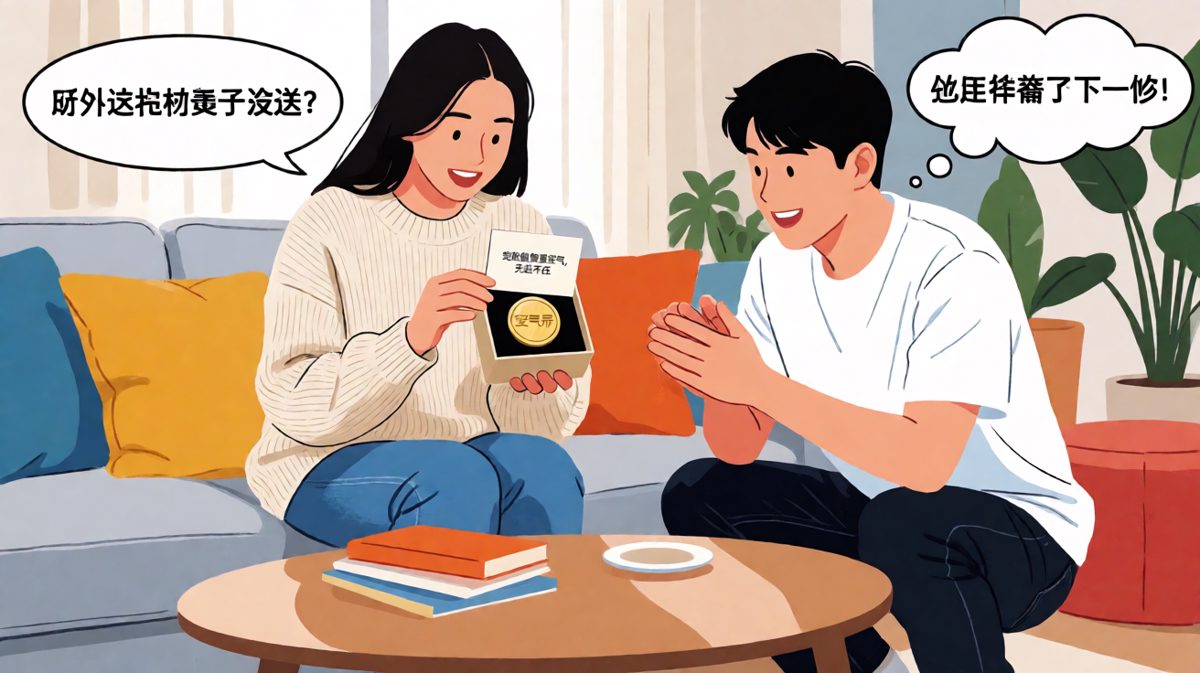 礼物是空气币，但他说下一份在路上了。