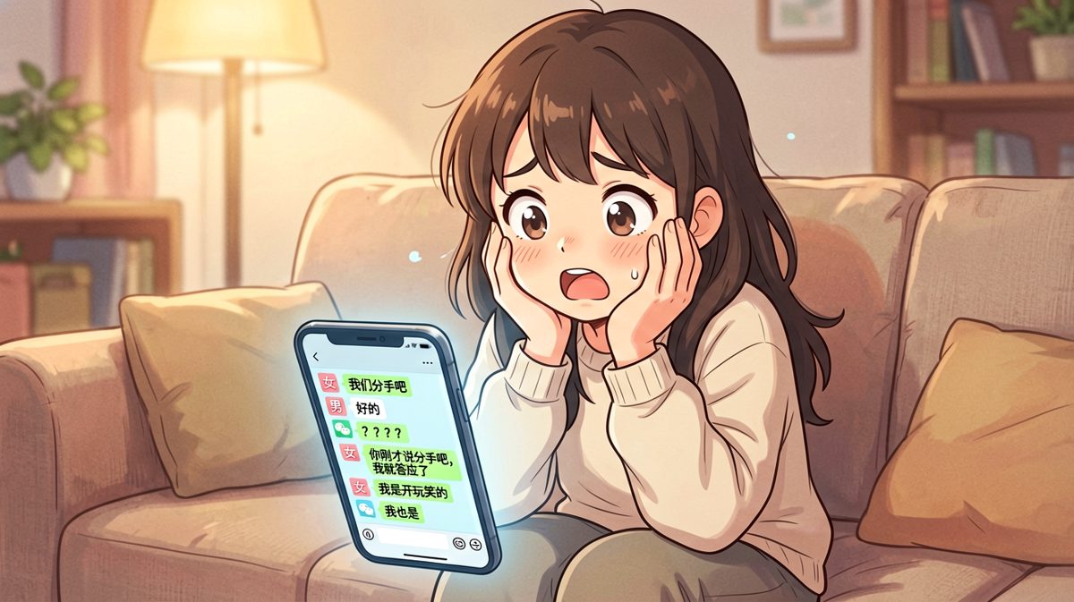 女生说分手是玩笑，男生说同意也是玩笑，结果俩人都认真了