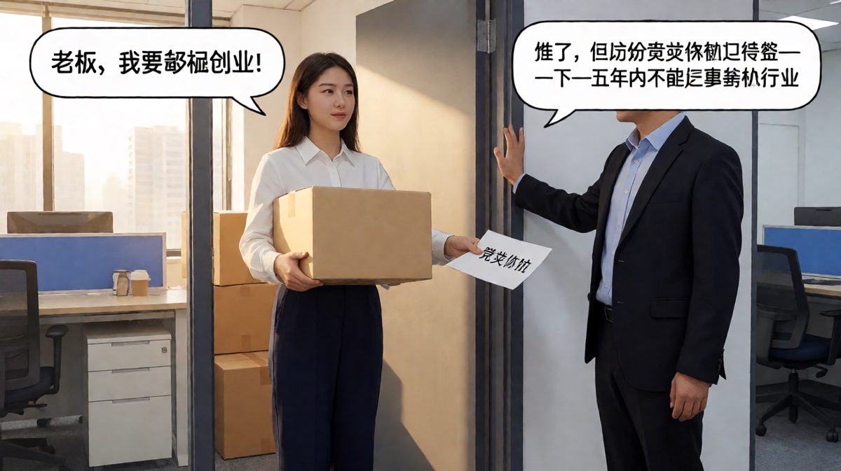 员工雄心壮志要辞职创业，老板淡定递上竞业协议——梦想被现实按住。