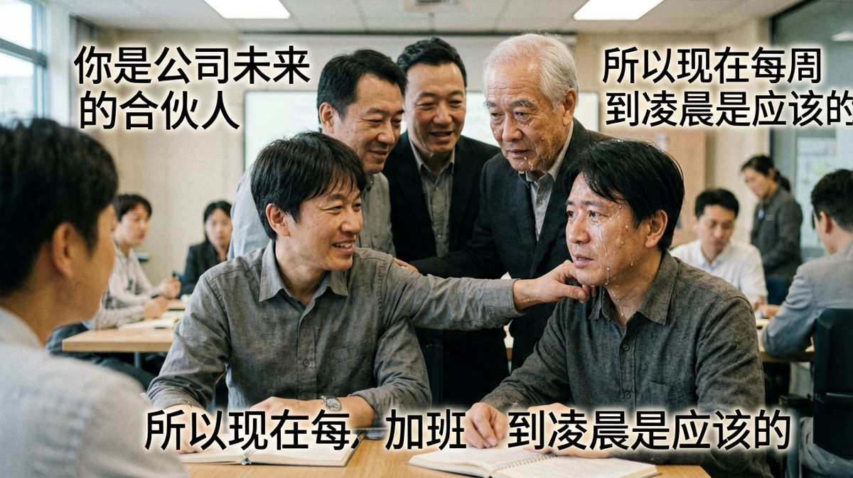 老板：你是未来合伙人 → 所以加班到凌晨是应该的