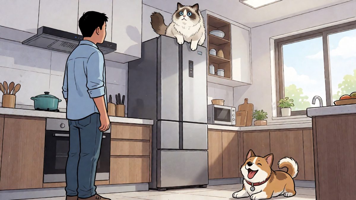 猫：这地板背叛了我！狗：你的胖屁股太可爱了