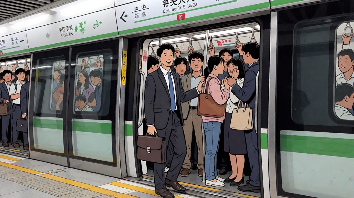 格1：自信满满准备挤地铁
