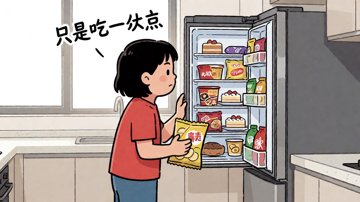 防线崩溃，打开冰箱后，主角彻底被美食俘获了决心