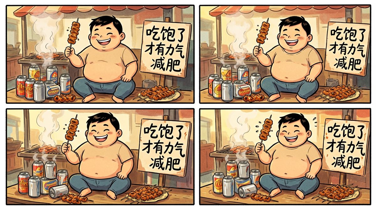 终极反转：吃饱了才有力气减肥，这逻辑无懈可击！