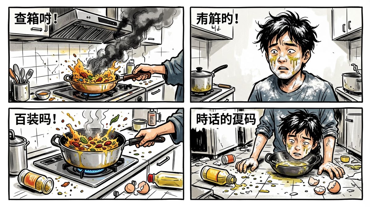 教程里说'大火快炒'……没说会这样啊！