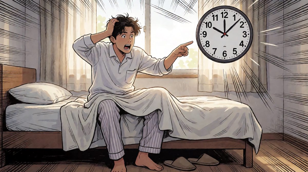 糟了！睡过头了！今天肯定迟到了！