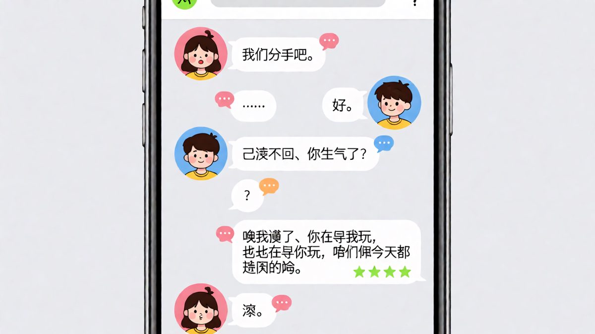 「你也挺闲的哈」——把分手游戏玩成互怼现场，堪称聊天翻车教科书。