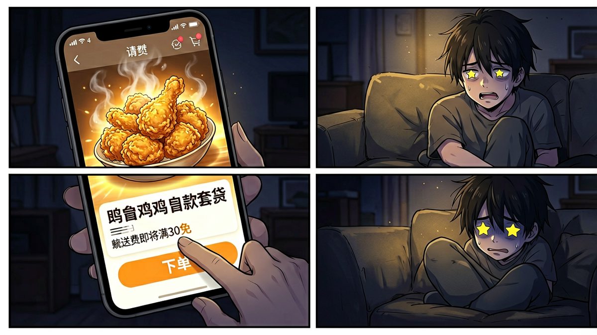 第三天深夜，炸鸡的香气……对不起，我的意志力输给了胃。