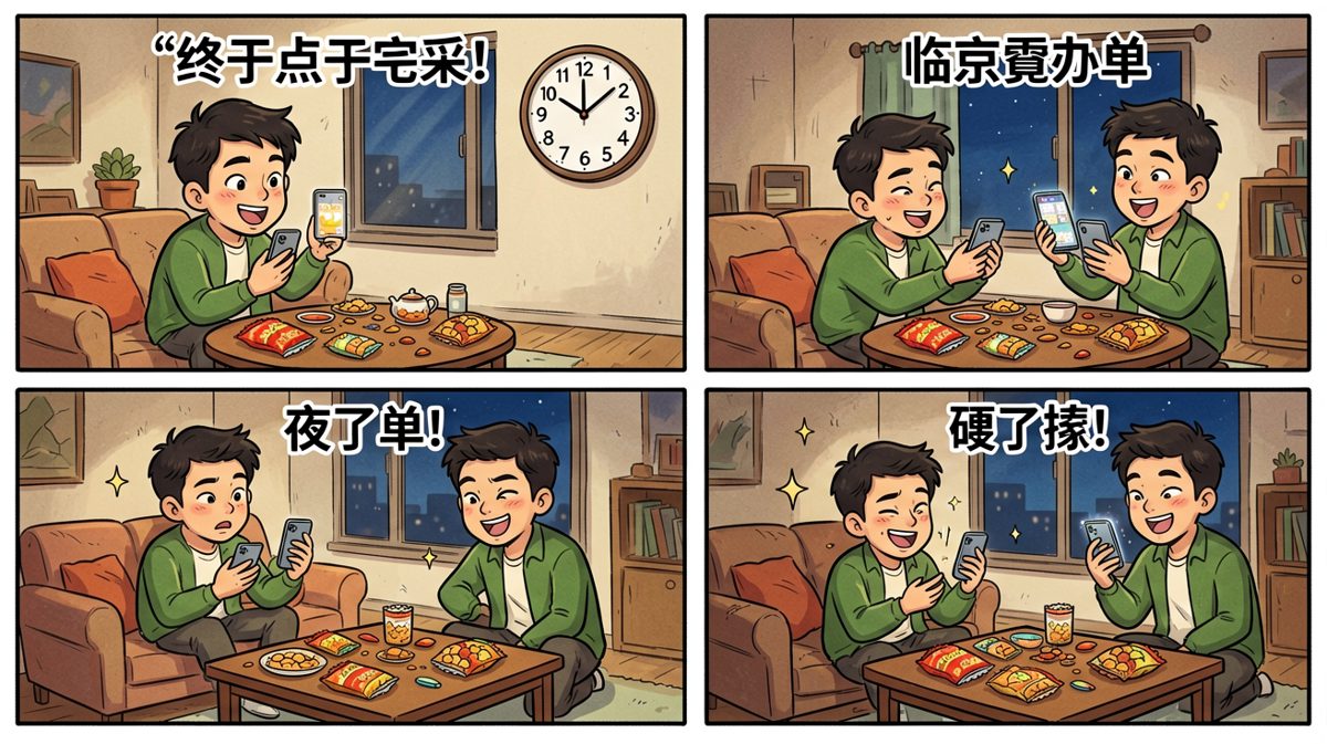 好不容易点完，安心刷视频等外卖